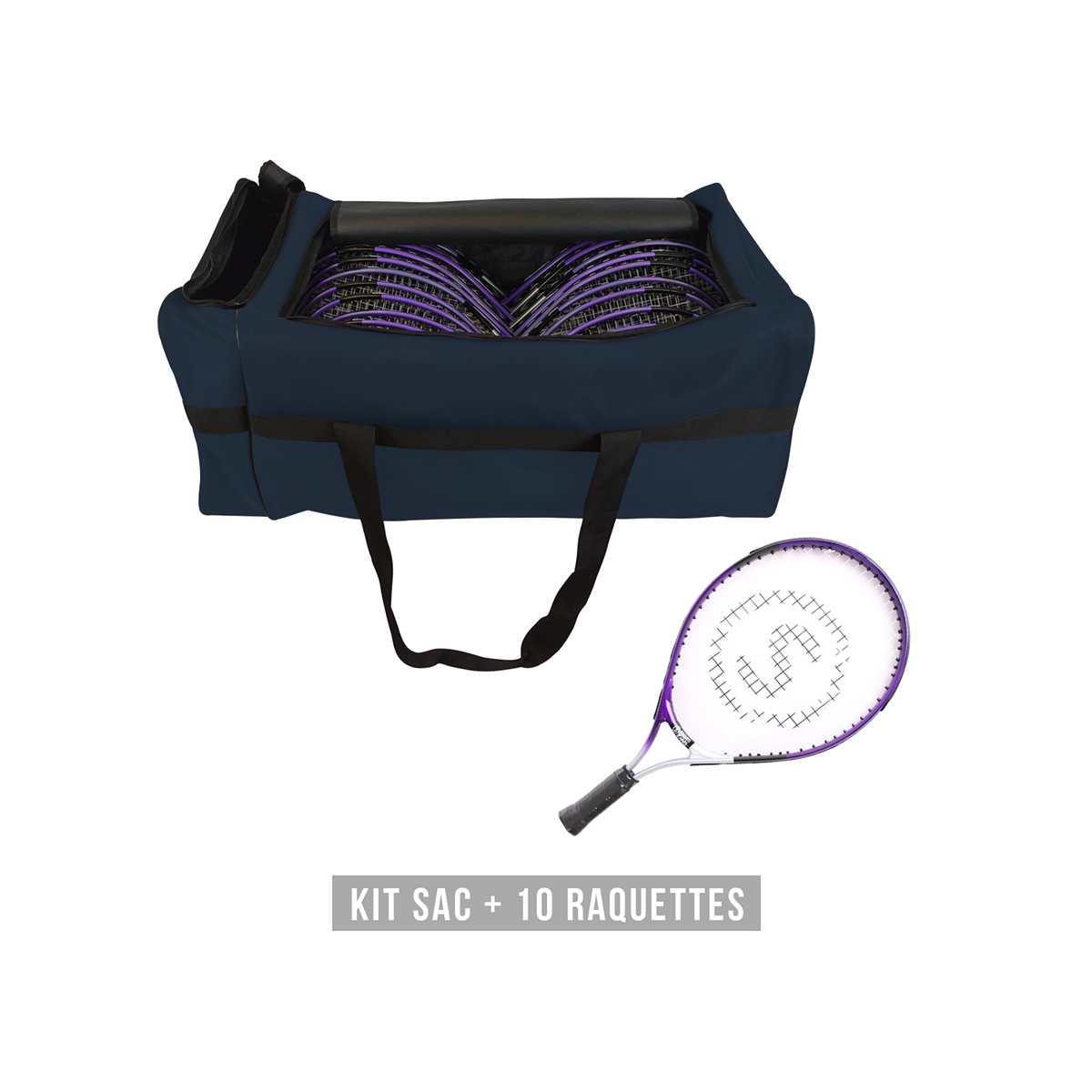 Kit raquettes tennis JR T500 19" (1 sac + 10 raquettes)