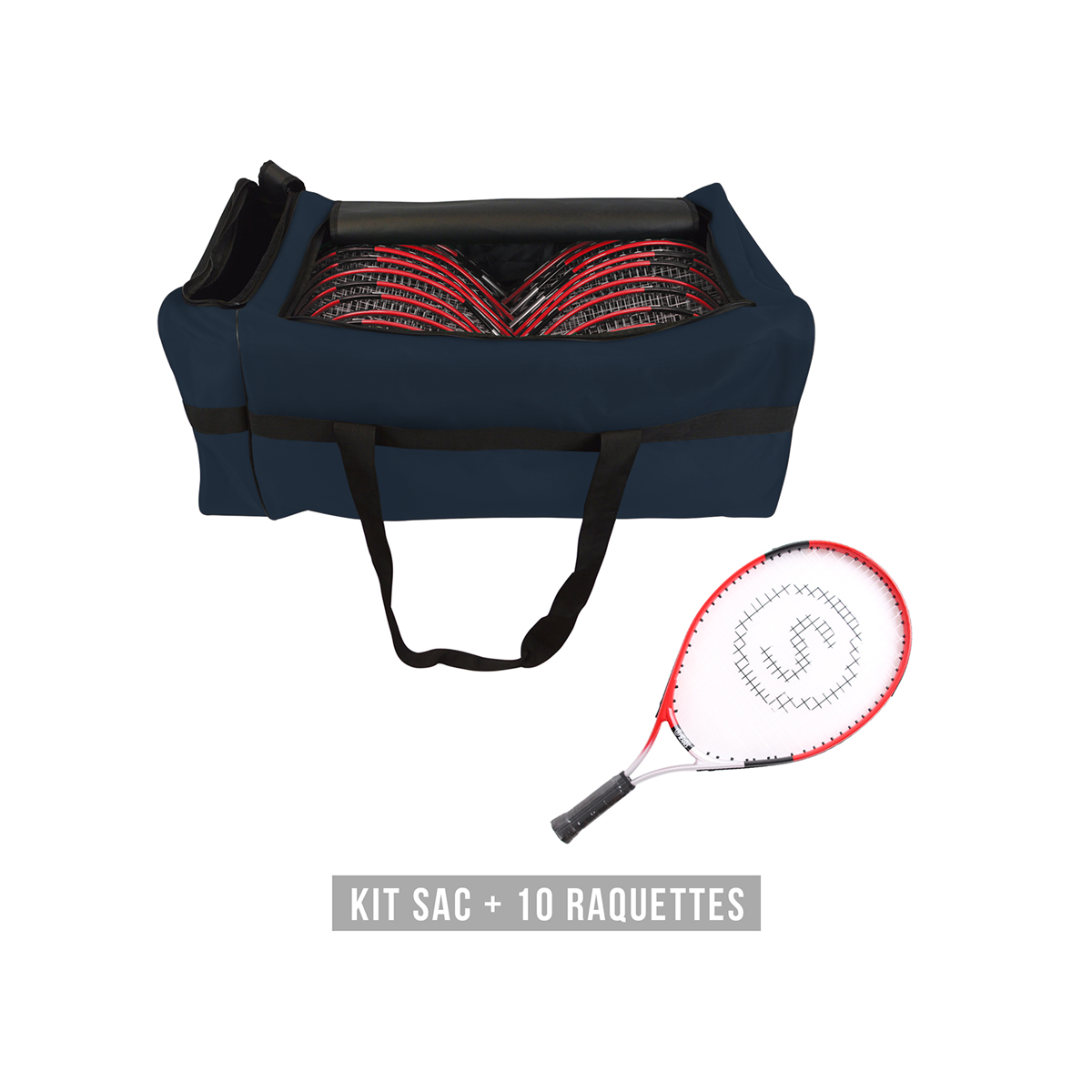 Kit raquettes tennis JR T600 21" (1 sac + 10 raquettes)