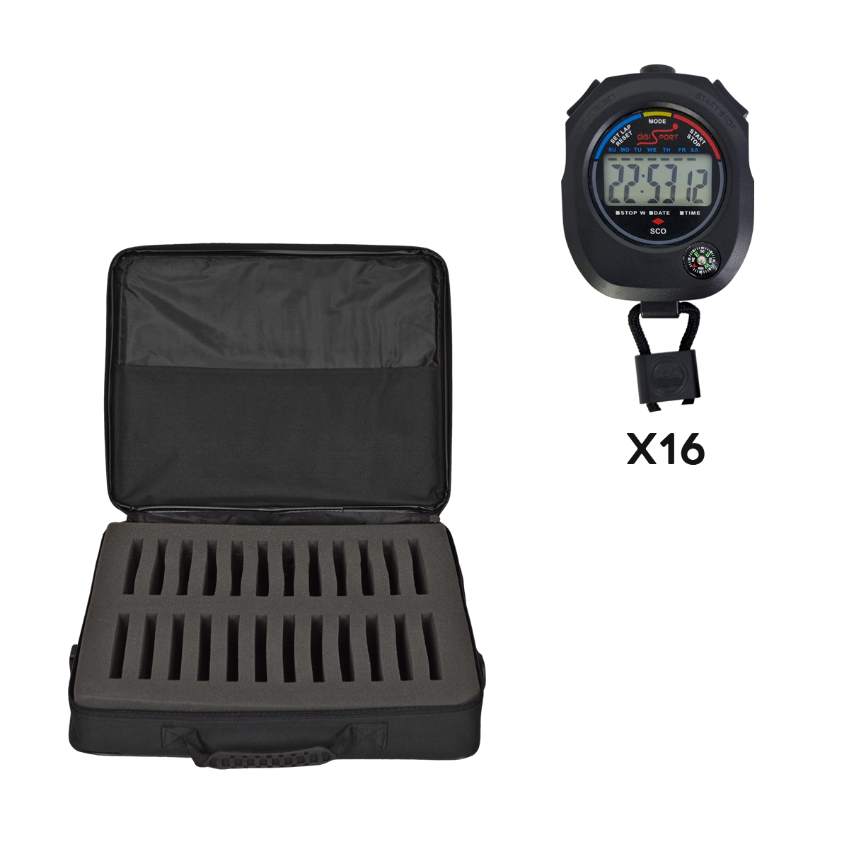 Kit 16 chronomètres SCO + mallette souple