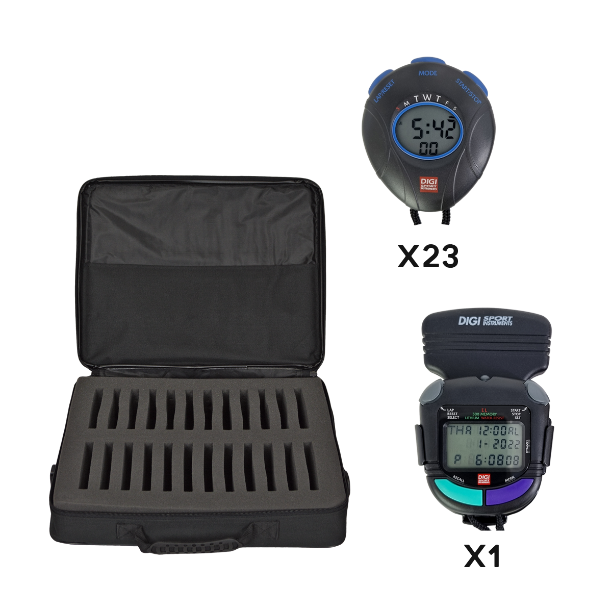 Kit 23 chronomètres DT1 et 1 chronomètre DTM60EL + mallette souple
