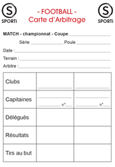 Carnet de 15 cartes seules d'arbitrage FOOT