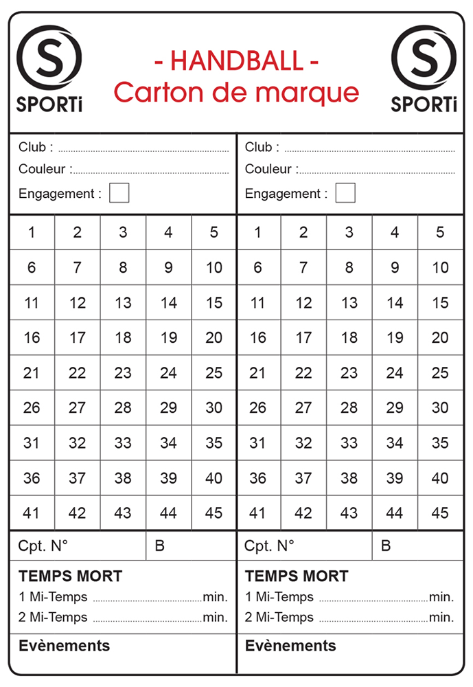 Carnet de 15 cartes seules d'arbitrage HANDBALL