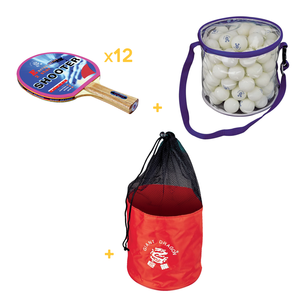 Pack tennis de table Collectivités SHOOTER (1 sac + 12 raquettes + 1 sac de 100 balles)